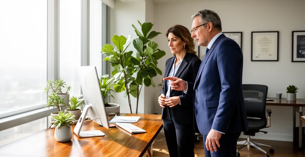 Conseiller financier en discussion avec un client dans un bureau
