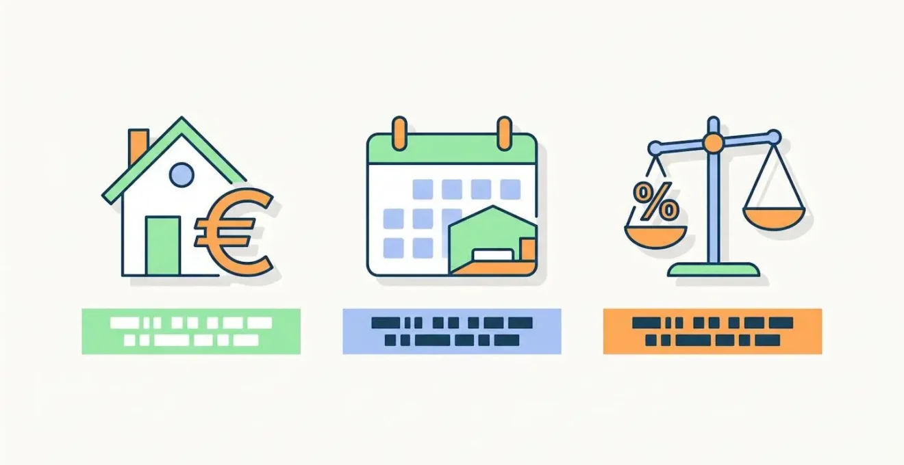 Icônes représentant la capacité d'emprunt, le calcul de mensualité et le taux d'endettement.