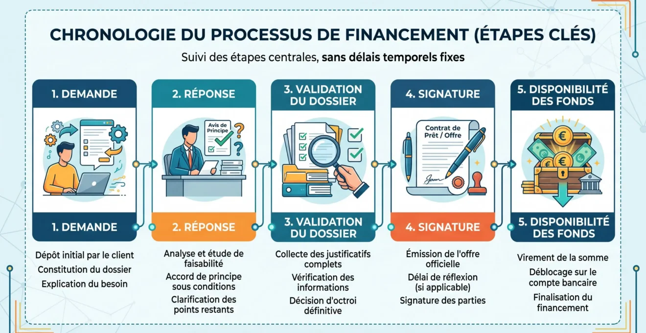 Chronologie d'une demande de crédit conso jusqu'au versement