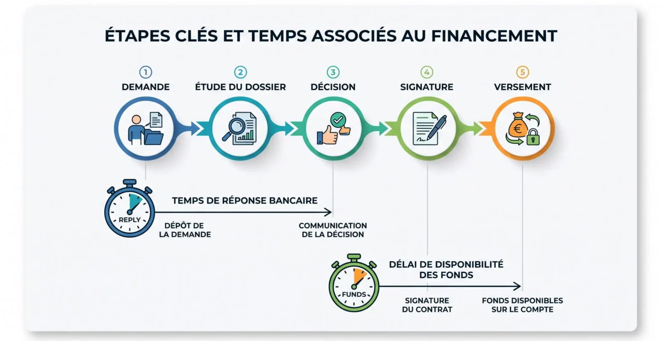 Schéma distinguant réponse bancaire et disponibilité des fonds